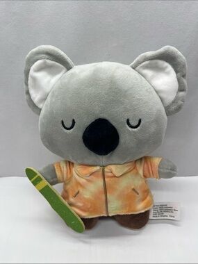 Plush Koala Toy in Gray with Orange Jacket and Green Skateboard - Kids Toy